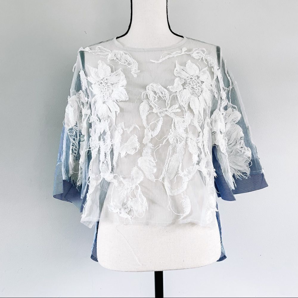 AVIO Light Blue Embroidered Layered Blouse - Picture 3 of 8